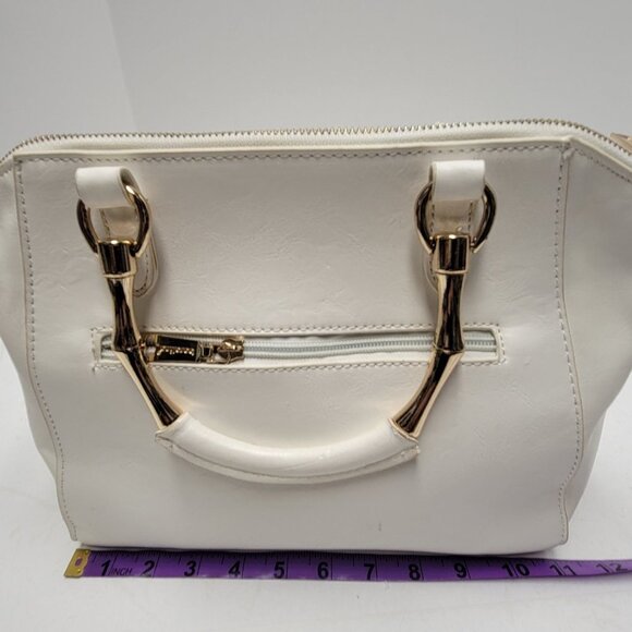 White Handbag with Goldtone Handle - Picture 4 of 16